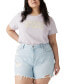 ფოტო #1 პროდუქტის Plus Size Floral Logo Crewneck Cotton T-Shirt