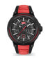 ფოტო #1 პროდუქტის Men's Quartz Red Genuine Leather Watch 49mm