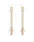 ფოტო #2 პროდუქტის Light Weight Long Religious Chain Dangle Spiritual Religious Cross Threader Earrings Rose Gold Plated Sterling Silver Stabilizing U Wire Hook SM