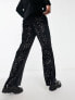 Фото #2 товара ASOS DESIGN smart flare trouser in black sequin