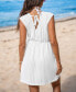 Women's White Tonal Striped Sleeveless Mini Cover-Up