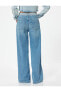Фото #7 товара Geniş Paça Kot Pantolon Standart Bel Düğmeli - Bianca Wide Leg Jeans