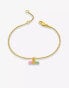 Фото #1 товара Rachel Jackson 22 carat gold plated mini t-bar bracelet with watermelon stone with gift box