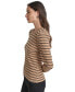 Фото #3 товара Women's Striped Long-Sleeve Crewneck Top