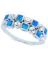 ფოტო #1 პროდუქტის Lab-Grown Blue Opal Inlay Ring in Sterling Silver