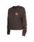 Фото #3 товара Women's Brown Cleveland Browns Thermal Crop Long Sleeve T-shirt