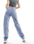 Фото #8 товара Vila high waisted wide leg jeans in light blue wash