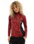 Dare 2b Outlast Core stretch mid layer half zip sweat in red leopard print Lollipop Wild, 42 - фото #4