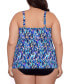 Фото #2 товара Plus Size Printed Tiered Fauxkini One-Piece Swimsuit