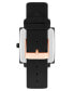 Фото #2 товара Women's Quartz Square Black Faux Leather Band Watch, 35mm