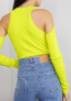 DION LEE 289225 Women's Cutout merino wool-blend top Acid Yellow Size M