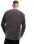 ASOS Dark Future relaxed long sleeve t-shirt in charcoal ribbed velour