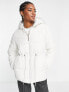 Фото #4 товара Selected Femme padded jacket with tie waist and hood in cream