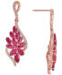 ფოტო #5 პროდუქტის Sapphire (3-1/5 ct. t.w.) & Diamond (1/4 ct. t.w.) Floral Cluster Drop Earrings in 14k White Gold (Also in Emerald & Ruby)
