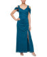 ფოტო #1 პროდუქტის Women's Embellished Draped Cold Shoulder Gown