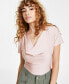 ფოტო #2 პროდუქტის Women's Short-Sleeve Cowlneck Bodysuit, Created for Macy's