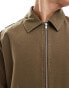 Фото #2 товара ASOS DESIGN harrington jacket with contrast stitch in brown