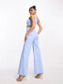 Vesper one shoulder wide leg jumpsuit in pale blue