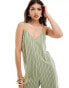 Wednesday's Girl striped romper jumpsuit in sage and white