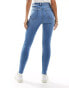 Miss Selfridge skinny high waist jean in mid blue wash Голубой, W32 L30 - фото #2