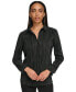 Фото #1 товара Women's Plisse Long-Sleeve Button Down Shirt