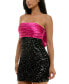 Фото #3 товара Juniors' Pleated-Satin Back-Bow Sequin Dress