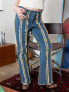 Labelrail x Lara Adkins low rise frayed detail jeans in blue