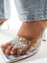 Фото #7 товара Public Desire Shelly mid heeled sandal with clear embellished strap in silver