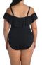 La Blanca 292868 Women's Off Shoulder Ruffle One Piece Swimsuit, Black, 4