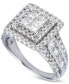 ფოტო #1 პროდუქტის Diamond Princess Quad Cluster Halo Engagement Ring (2 ct. t.w.) in 14k White Gold