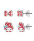 ფოტო #1 პროდუქტის Sanrio Silver Plated Bow and Melody Pink Crystal Stud Earrings