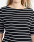 ფოტო #6 პროდუქტის Plus Size Striped Cotton Boatneck T-Shirt
