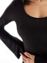 Фото #7 товара NA-KD rib knit maxi dress in black