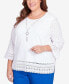 Plus Size Tradewinds Eyelet Trim Flutter Sleeve Top with Necklace