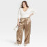 Women's High-Rise Satin Cargo Pants - A New Day Brown 17