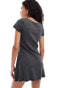 Фото #4 товара Monki rib jersey mini dress with square neck in washed black