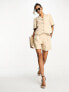 Y.A.S tailored pinstripe short sleeve blazer co-ord in cream