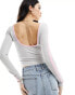 ASOS DESIGN top with scoop back in grey marl with pink tipping