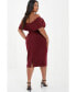 Фото #3 товара Plus Size Bow Detail Bardot Midi Dress