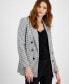 Фото #3 товара Women's Mini-Check-Print Faux-Double-Breasted Jacket, Created for Macy's