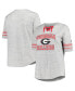 Фото #1 товара Women's Heather Gray Distressed Georgia Bulldogs Plus Size Striped Lace-Up V-Neck T-shirt