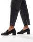 Glamorous heeled loafers in black patent