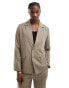 Фото #2 товара Reclaimed Vintage suit blazer in beige pinstripe co-ord