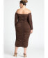 Фото #3 товара Plus Size Ruched Off The Shoulder Dress