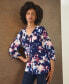 Women's 3/4-Sleeve Floral V-Neck Tunic