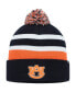 Фото #1 товара Men's Navy Auburn Tigers State Line Cuffed Knit Hat with Pom