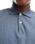 Фото #3 товара Selected Homme boxy fit jacquard polo in blue