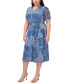 Фото #4 товара Plus Size Printed Self-Tie Midi Dress