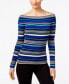 Фото #1 товара INC International Concepts Women Off Shoulder Sweater Long Sleeve Blue White XL