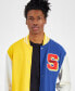 Men's Snoopy Speed Beagle Colorblocked Fleece Varsity Bomber Jacket Синий, L - фото #3